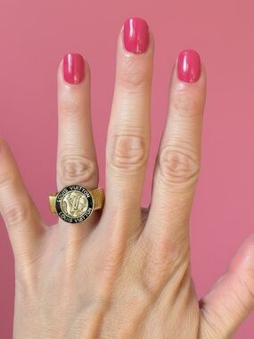 LV Louis Vuitton Upcycled Button Cocktail Ring